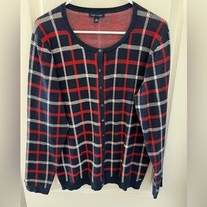 Women’s preppy, academic red, white and blue Tommy Hilfiger sweater XL Old Money